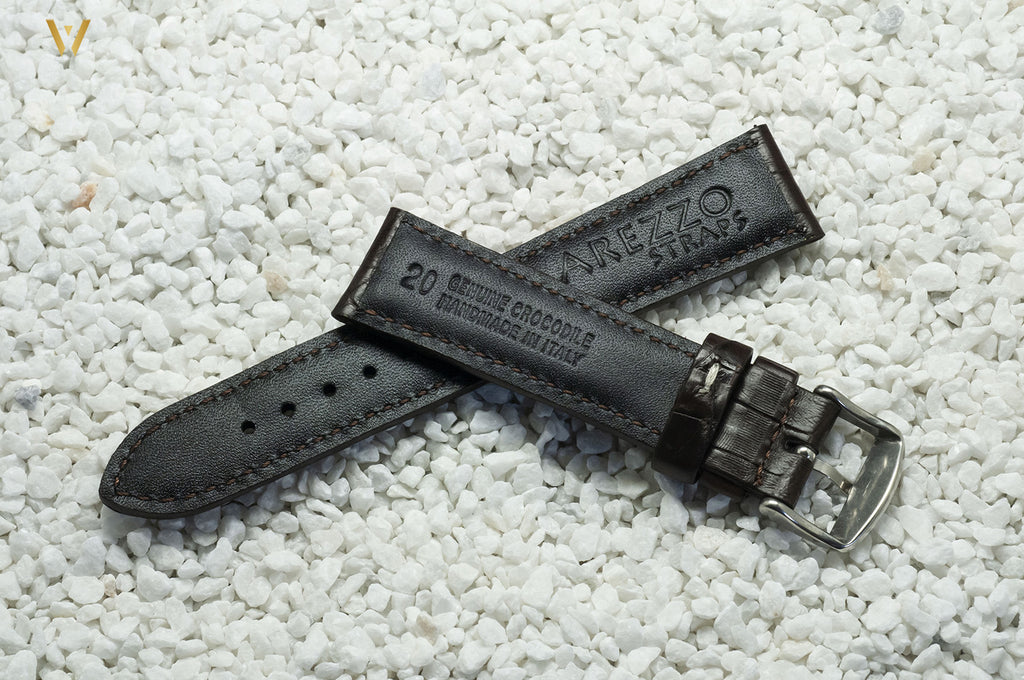 Bracelet de montre Croco Square marron 20 mm côté doublure