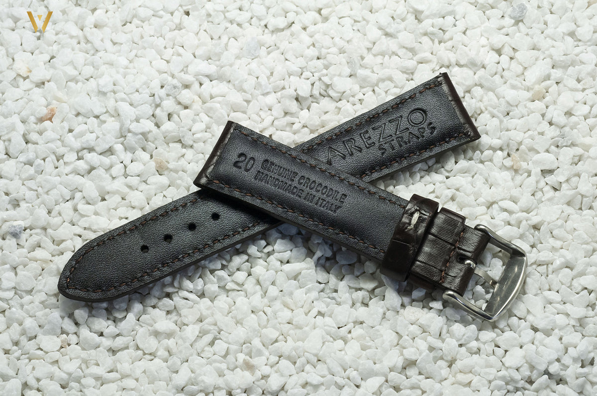 Bracelet De Montre En Cuir Véritable Grain Crocodile - 12mm, Boucle Argentée, Ajustable Pour Homme/femme
