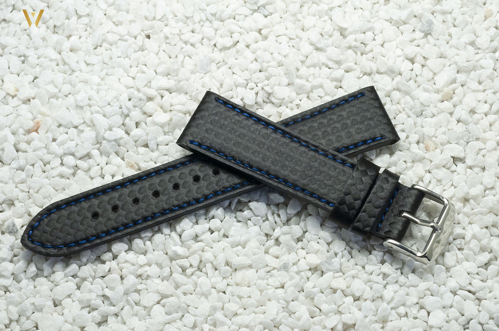 Bracelet de montre Racing Carbone bleu 20 mm