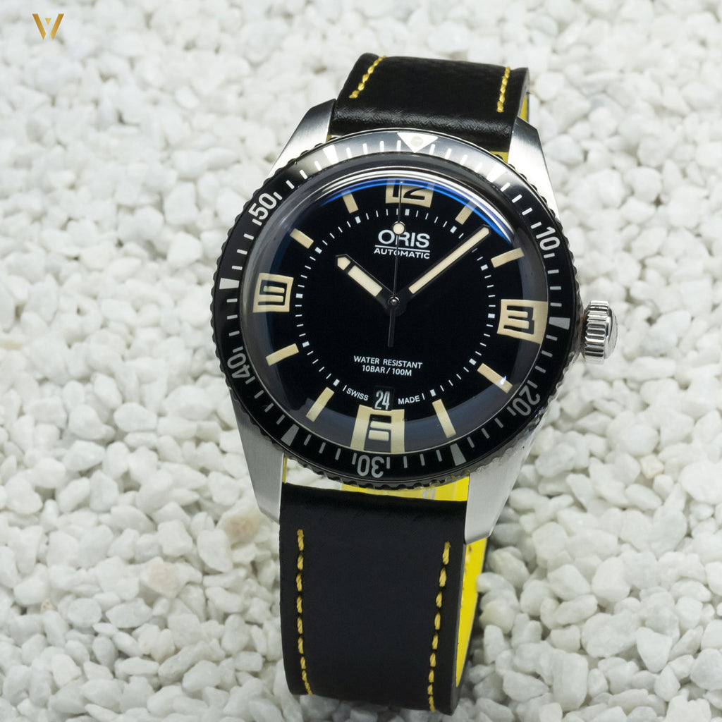 Bracelet de montre Racing Carbone jaune 20 mm avec montre oris