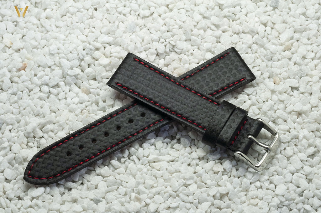 Bracelet de montre Racing Carbone rouge 20 mm