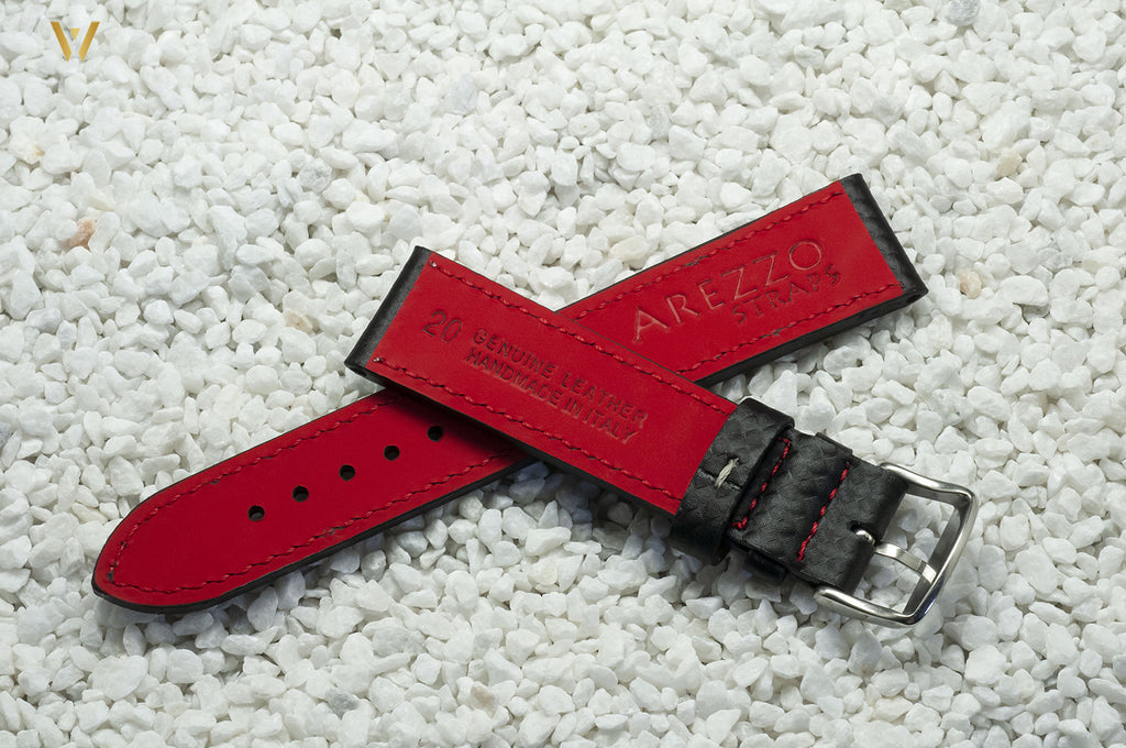 Bracelet de montre Racing Carbone rouge 20 mm vue doublure