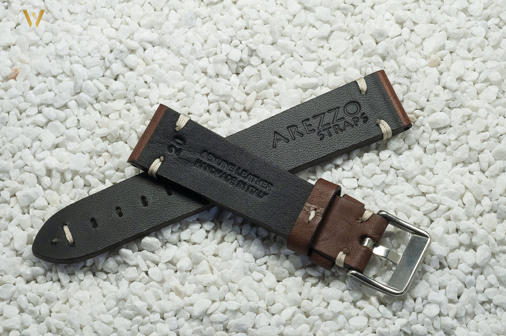 Bracelet de montre Vintage cuir marron 20 mm côté doublure