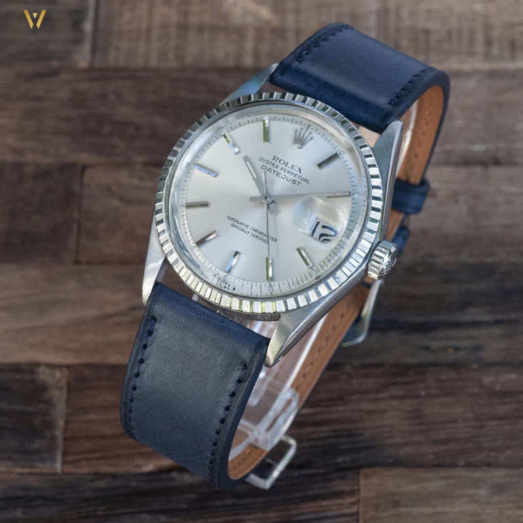 Bracelet montre tuscany bleu marine sur Rolex vintage