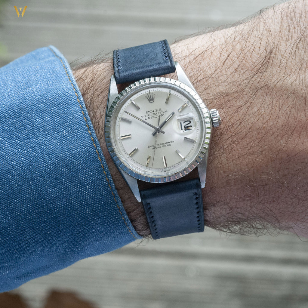 Bracelet montre tuscany bleu marine sur Rolex Datejust