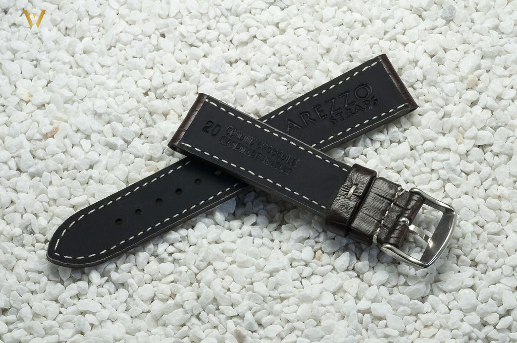 Bracelet de montre Dark Croco marron 20 mm côté doublure