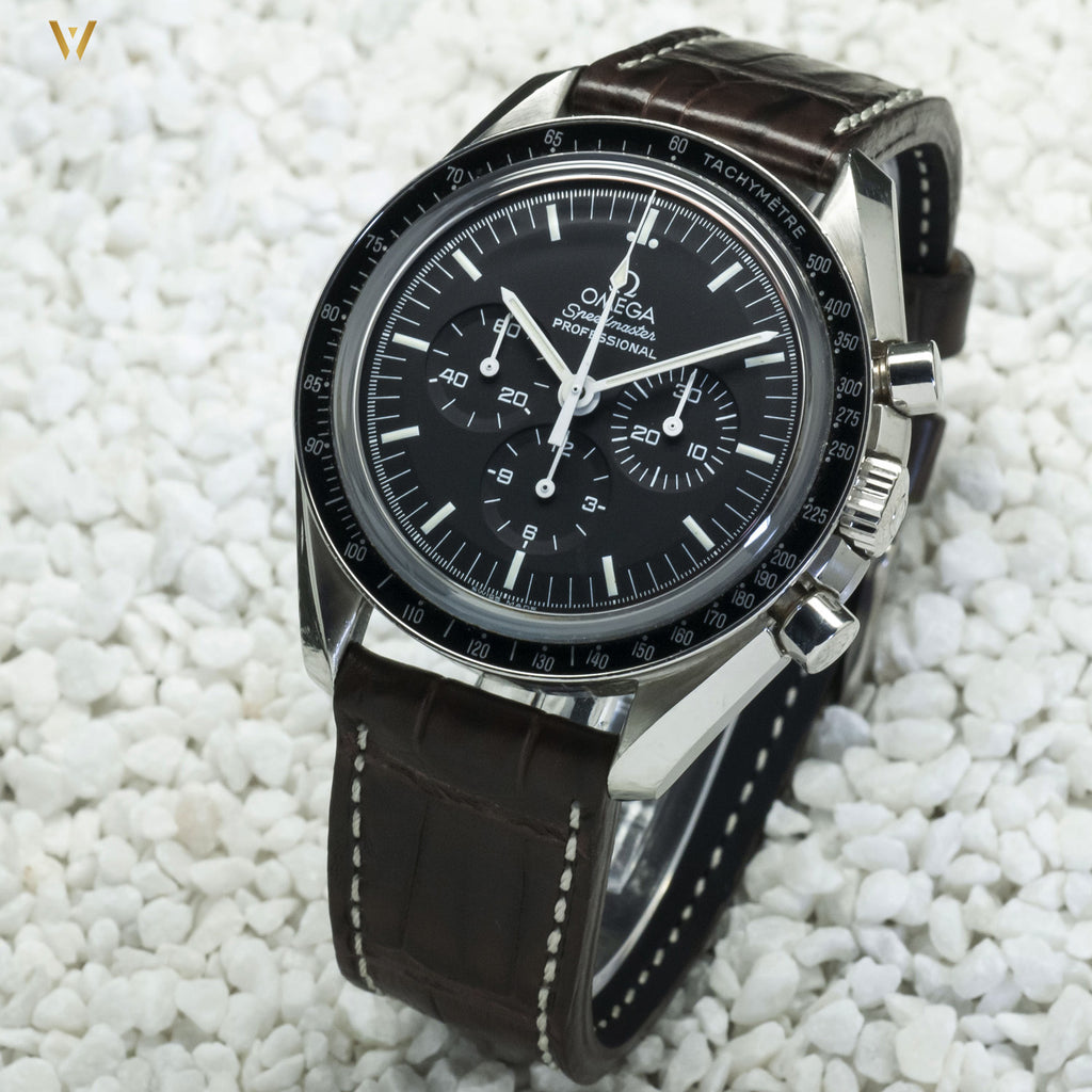 Bracelet de montre Dark Croco marron 20 mm sur speedmaster moonwatch