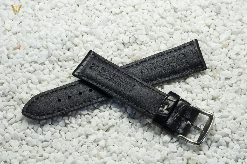 Bracelet de montre Croco Square noir 20 mm côté doublure