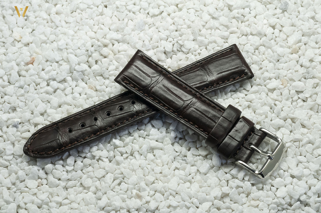 Bracelet de montre Croco Square marron 20 mm