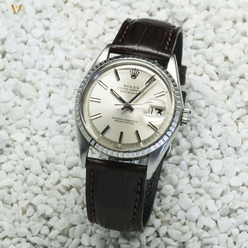 Bracelet de montre Croco Square marron 20 mm et rolex vintage
