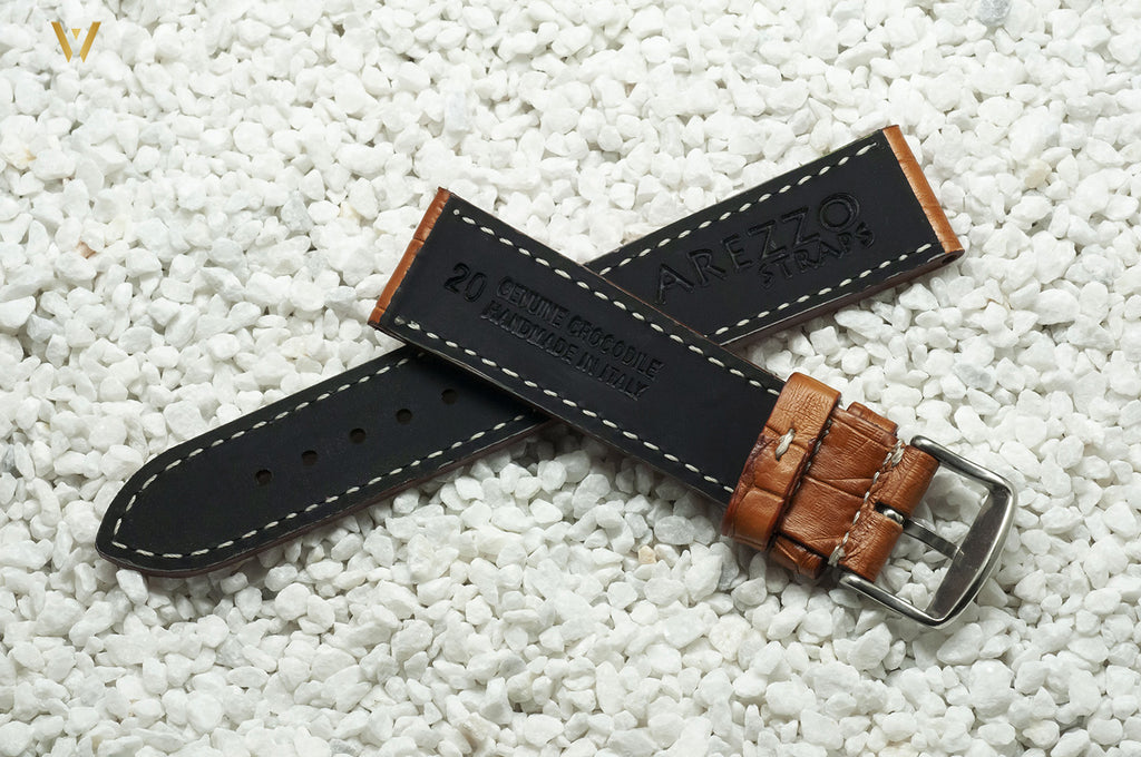 Bracelet de montre Dark Croco beige 20 mm côté doublure