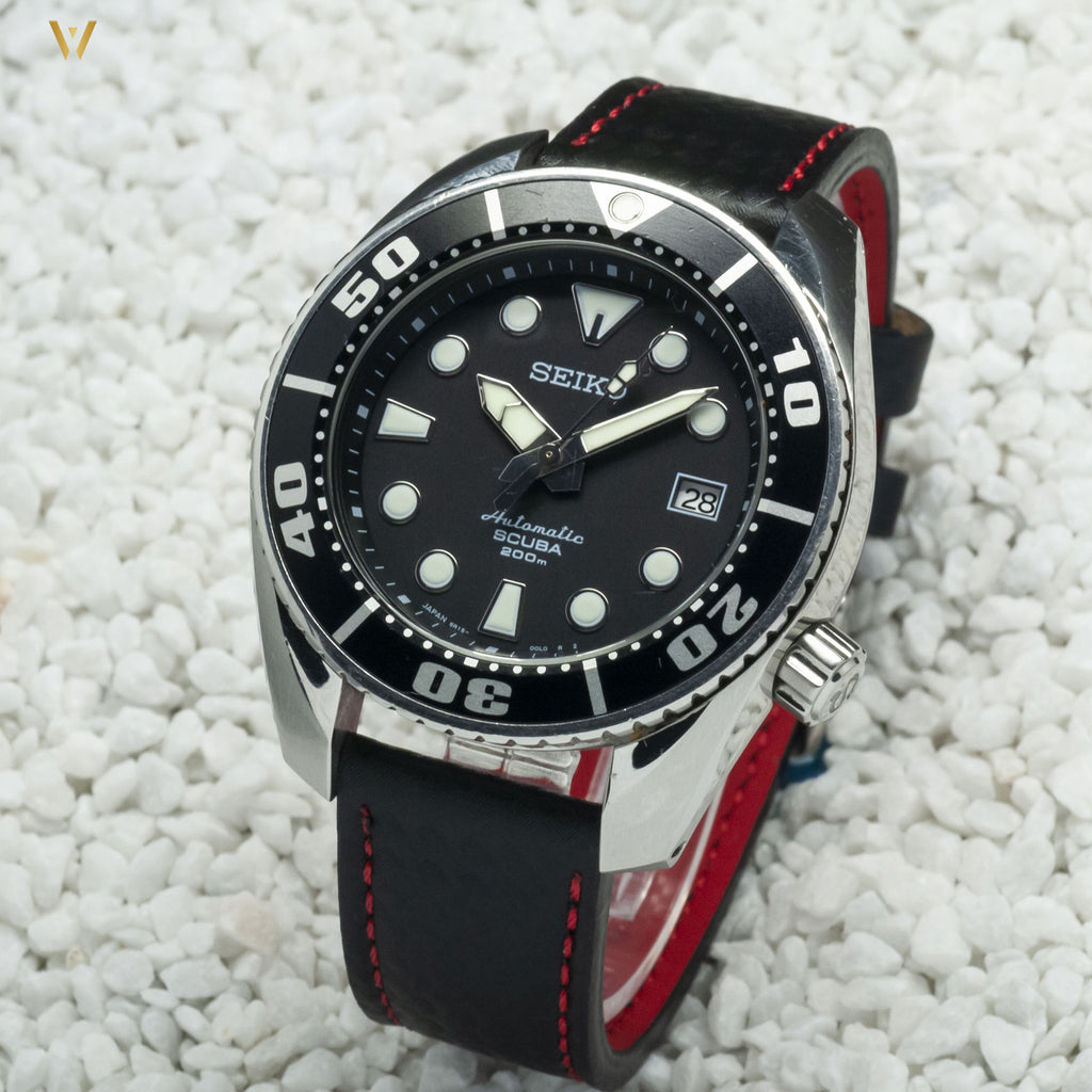 Bracelet de montre Racing Carbone rouge 20 mm avec Seiko Sumo