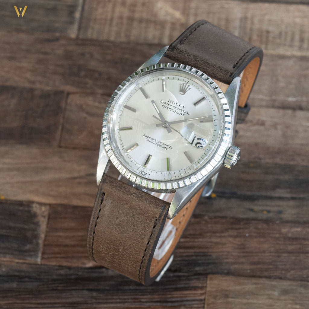 Bracelet de montre tuscany chocolat monté sur Rolex Datejust