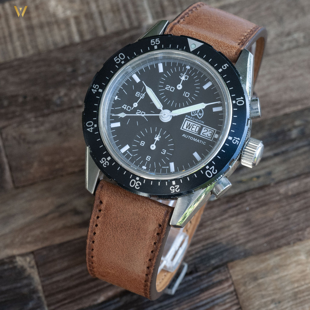 Bracelet de montre tuscany vieux bois sur chronographe vintage
