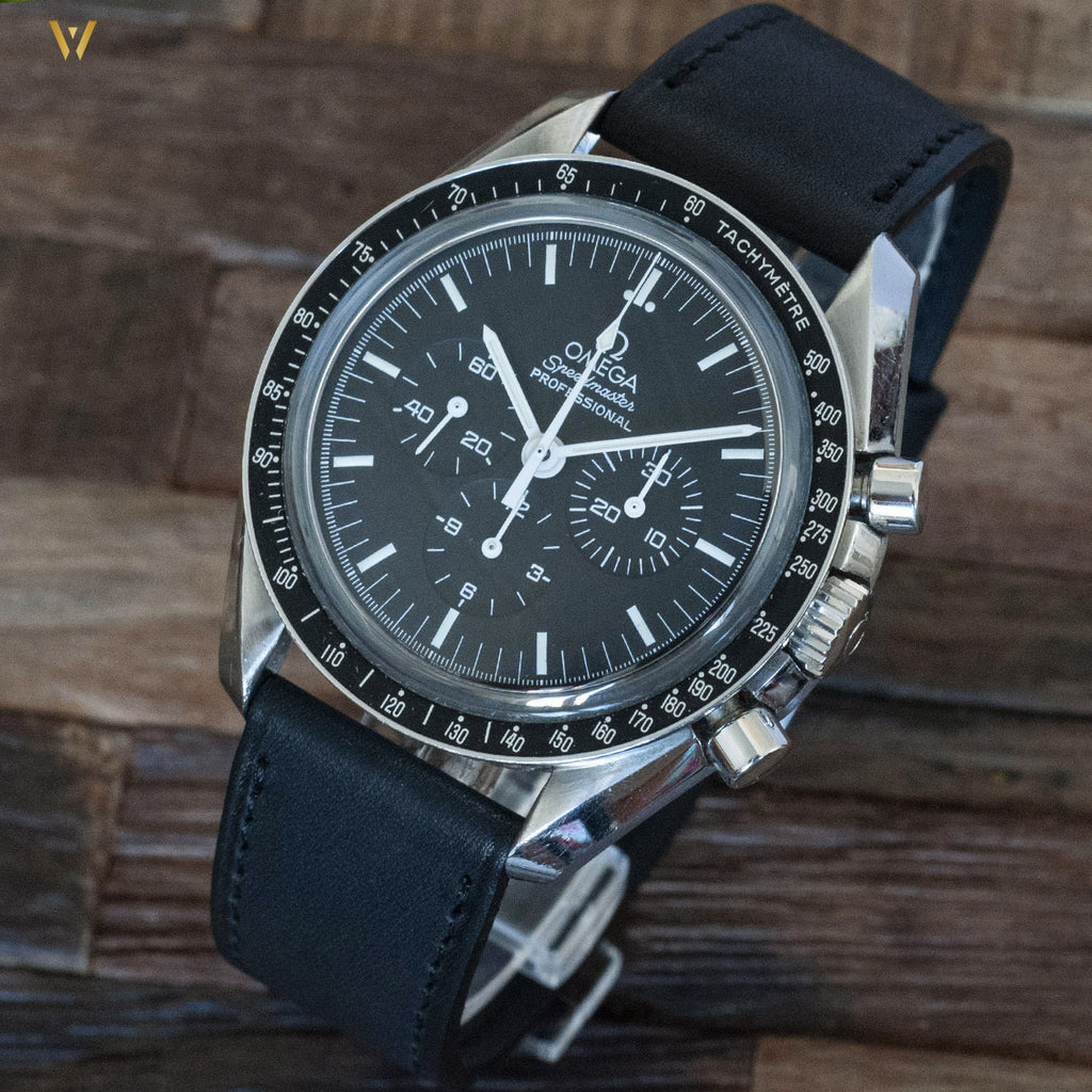Bracelet de montre veau Baranil noir avec Omega Speedmaster