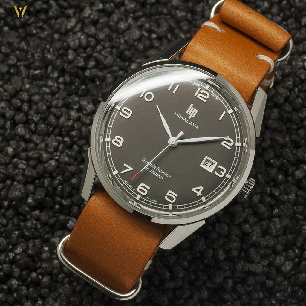 Montre LIP Himalaya Grande Réserve cadran gris avec bracelet NATO cuir marron The Watch Observer