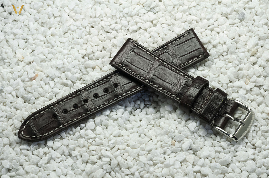 Bracelet de montre Dark Croco marron 20 mm