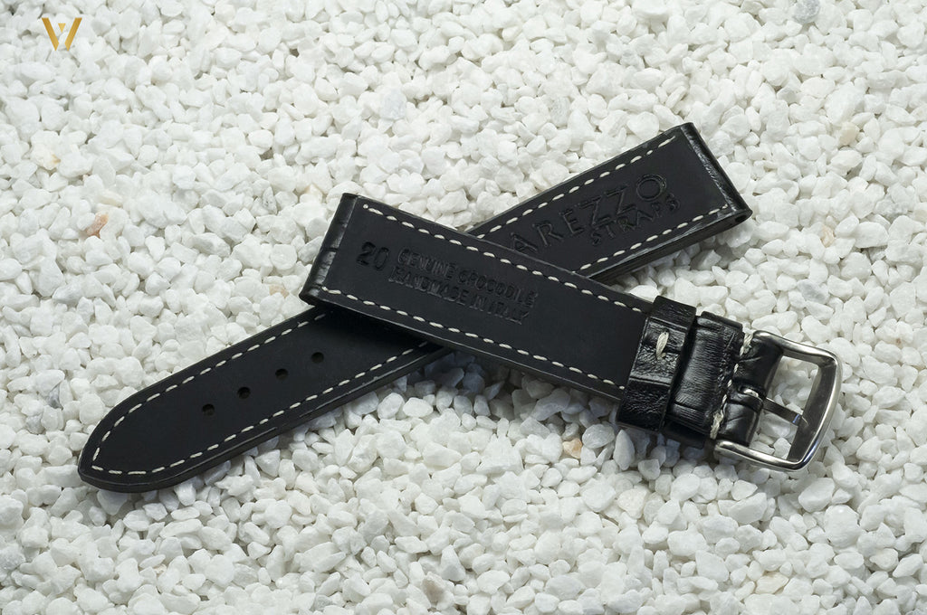 Bracelet de montre Dark Croco noir 20 mm côté doublure